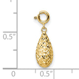 14k Yellow Gold Teardrop Pendant with Faceted Diamond-Cut Design, Lightweight High-Polish Charm