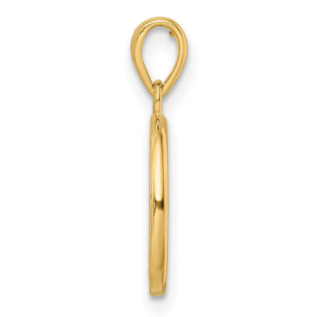 Polished Tree of Life Circle Charm Pendant in Real 14k Yellow Gold