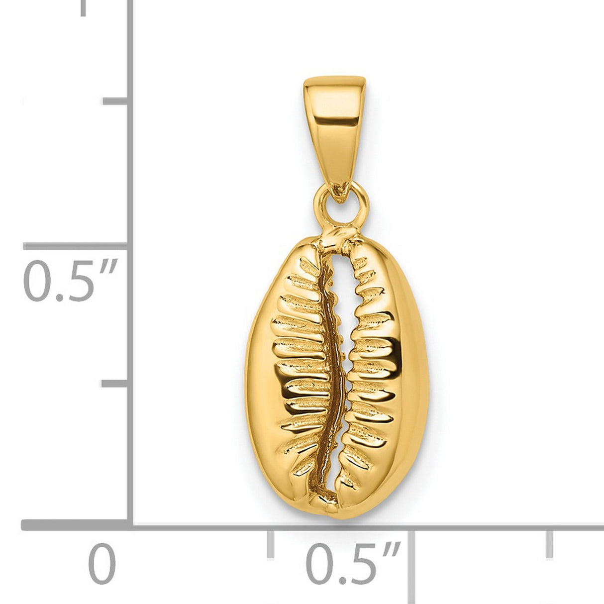 14k Yellow Gold Cowrie Shell Pendant, African Tribal Beach Charm for Women