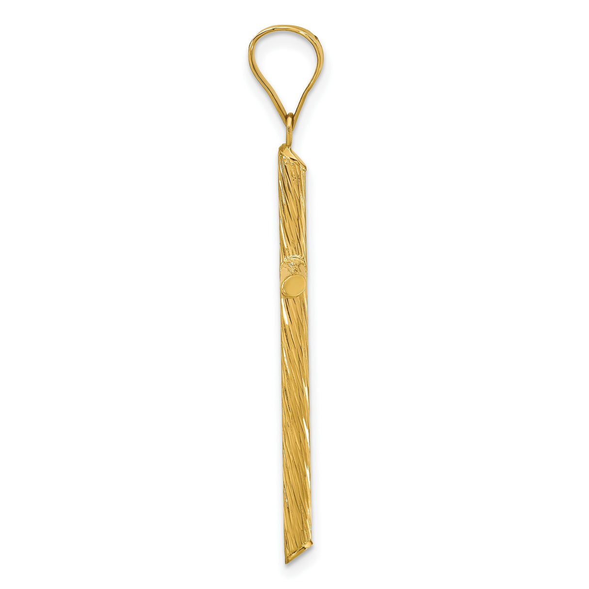 14k Yellow Gold Cross Pendant, Slender Textured Minimalist Design, Unisex Religious Jewelry