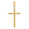 14k Yellow Gold Cross Pendant, Slender Textured Minimalist Design, Unisex Religious Jewelry