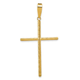 14k Yellow Gold Cross Pendant with Smooth Bail and Textured Brushed Finish