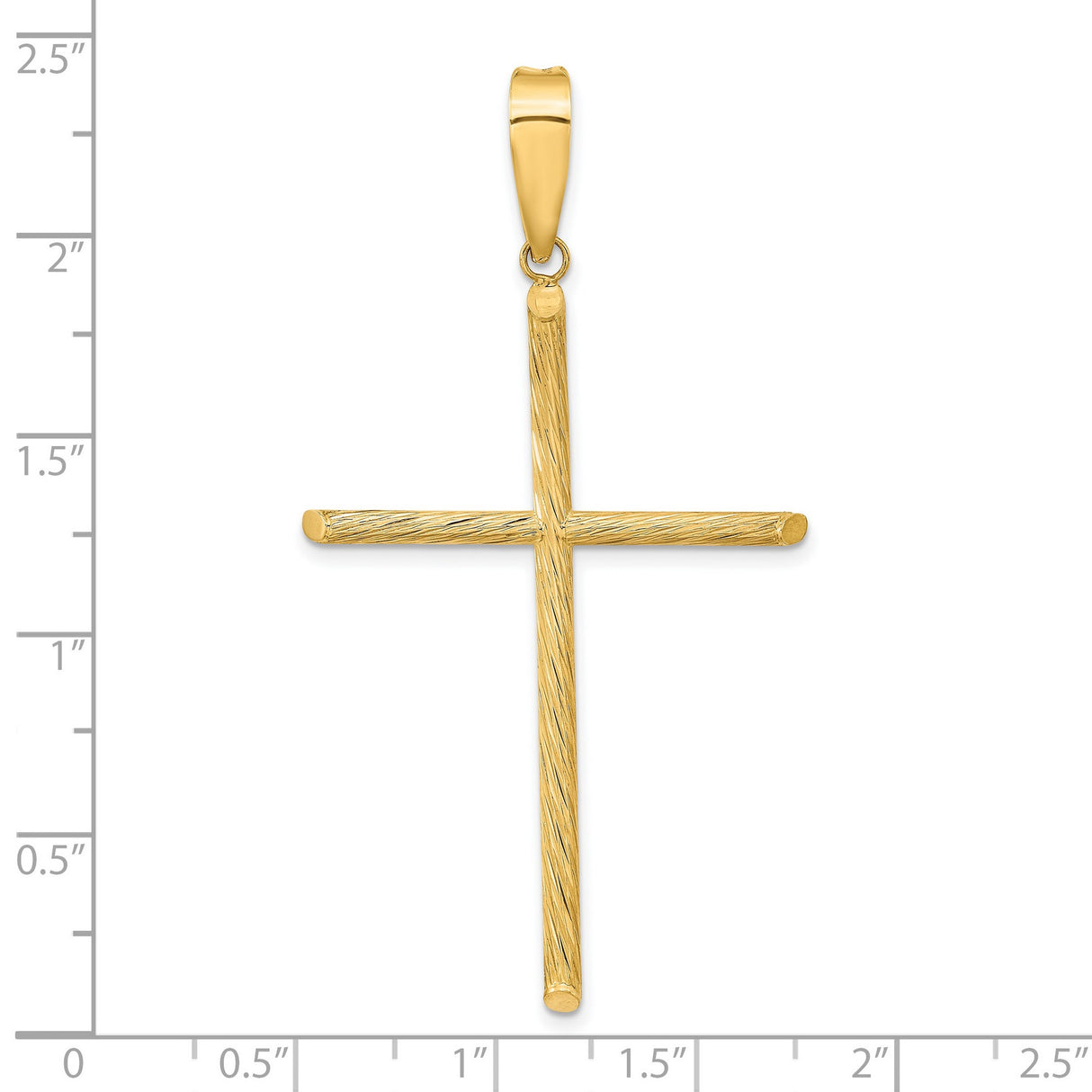 14k Yellow Gold Cross Pendant with Smooth Bail and Textured Brushed Finish