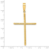 14k Yellow Gold Cross Pendant with Smooth Bail and Textured Brushed Finish