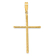 14k Yellow Gold Cross Pendant with Smooth Bail and Textured Brushed Finish