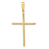 14k Yellow Gold Cross Pendant with Smooth Bail and Textured Brushed Finish