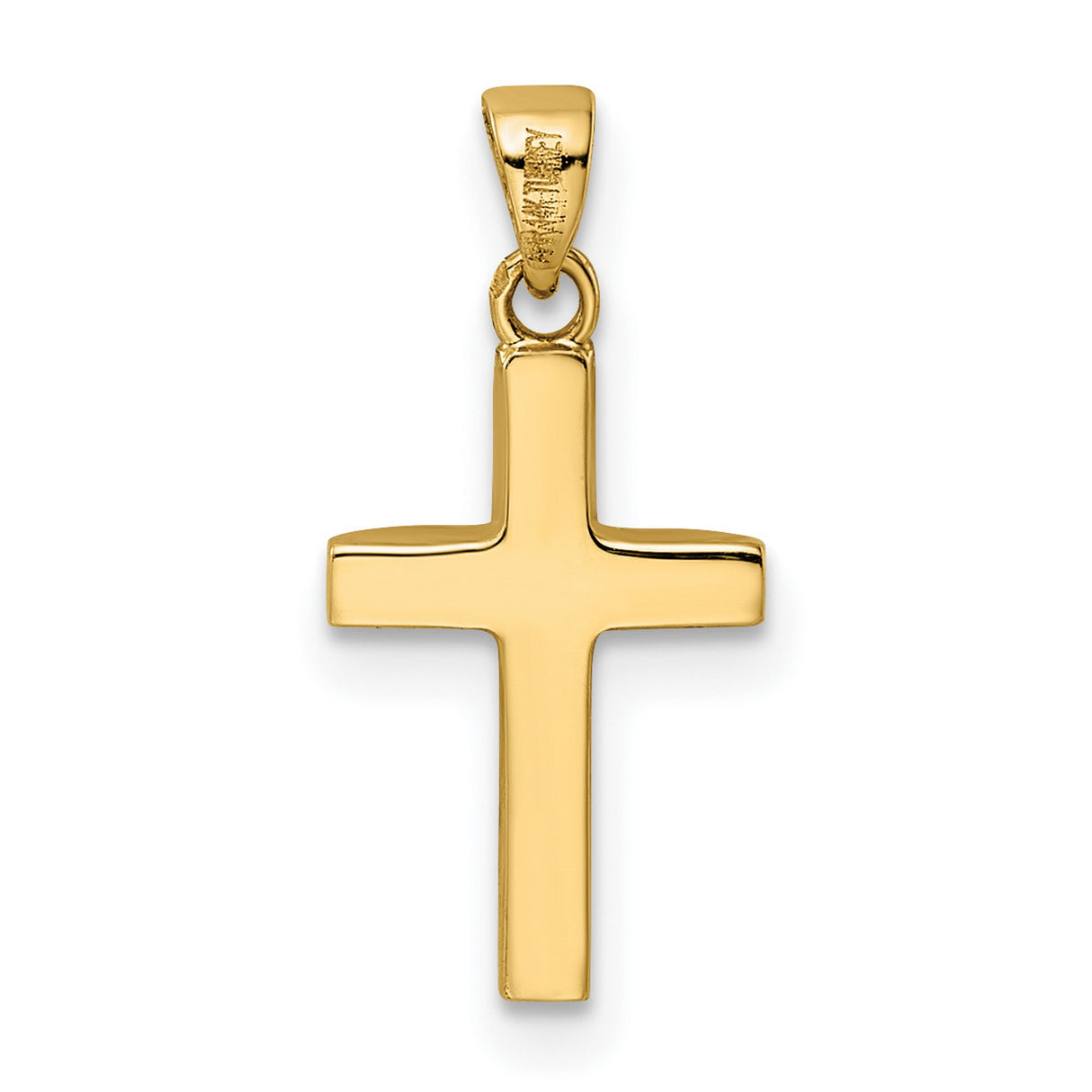 14k Yellow Gold Cross Pendant with Polished Tapered Ends and Sleek Modern Design