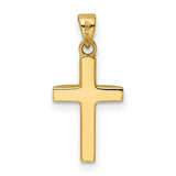 14k Yellow Gold Cross Pendant with Polished Tapered Ends and Sleek Modern Design