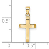 14k Yellow Gold Cross Pendant with Polished Tapered Ends and Sleek Modern Design