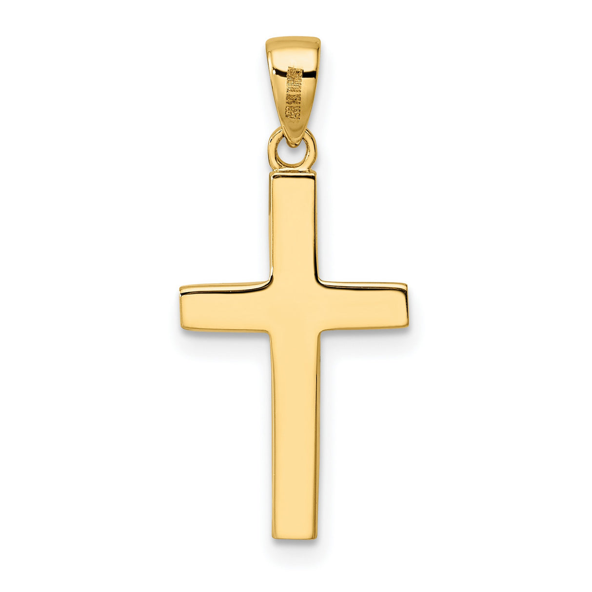 14k Yellow Gold Cross Pendant with Tapered Ends and Polished Finish Hollow Design