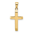 14k Yellow Gold Cross Pendant with Tapered Ends and Polished Finish Hollow Design