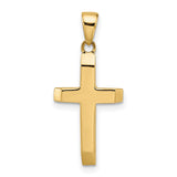 14k Yellow Gold Cross Pendant with Tapered Ends and Polished Finish Hollow Design