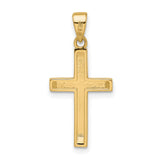 14k Yellow Gold Latin Cross Pendant with Satin Polished Beveled Design