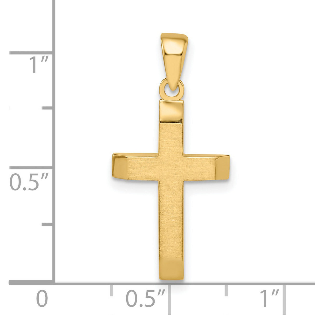 14k Yellow Gold Latin Cross Pendant with Satin Polished Beveled Design