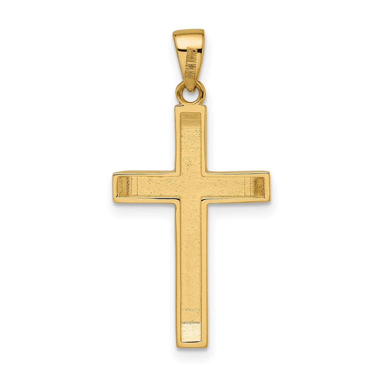 14k Yellow Gold Latin Cross Pendant with Satin Matte Finish and Polished Beveled Edges