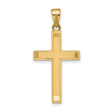 14k Yellow Gold Latin Cross Pendant with Satin Matte Finish and Polished Beveled Edges