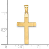 14k Yellow Gold Latin Cross Pendant with Satin Matte Finish and Polished Beveled Edges