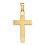 14k Yellow Gold Latin Cross Pendant with Satin Matte Finish and Polished Beveled Edges