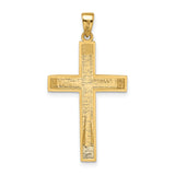 14k Yellow Gold Latin Cross Pendant with Satin Polished Finish and Beveled Edges