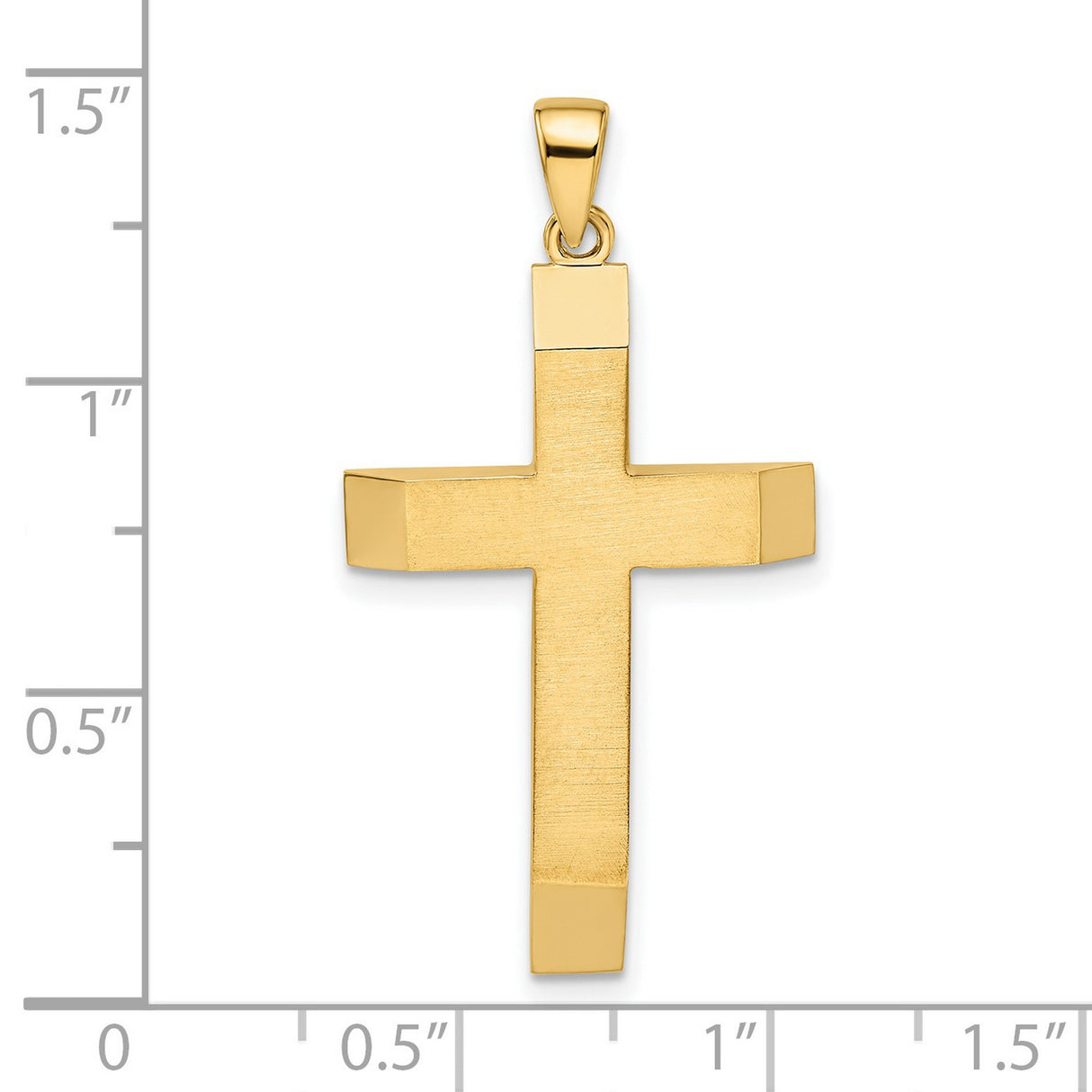 14k Yellow Gold Latin Cross Pendant with Satin Polished Finish and Beveled Edges