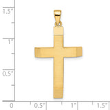 14k Yellow Gold Latin Cross Pendant with Satin Polished Finish and Beveled Edges