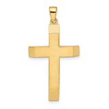 14k Yellow Gold Latin Cross Pendant with Satin Polished Finish and Beveled Edges