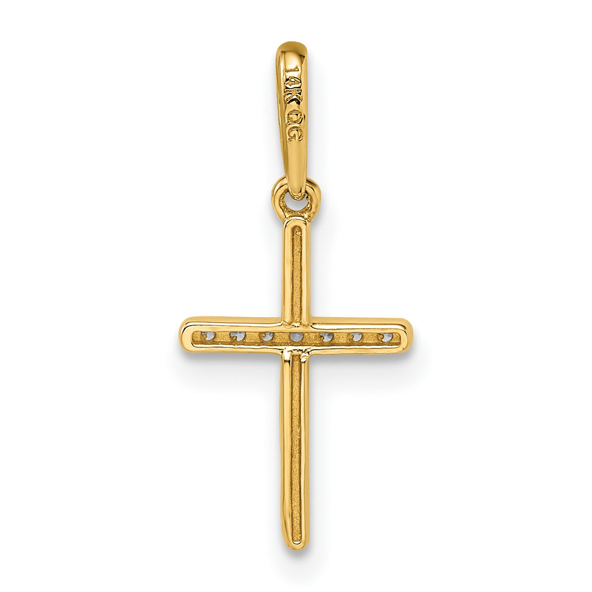 CZ Cross Charm Pendant in Real 14k Yellow Gold