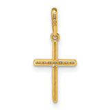 CZ Cross Charm Pendant in Real 14k Yellow Gold