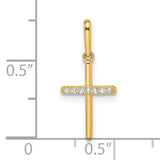 CZ Cross Charm Pendant in Real 14k Yellow Gold