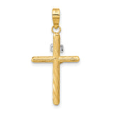 Polished Textured INRI Crucifix Cross Charm Pendant in Real 14k Multi-Tone Gold