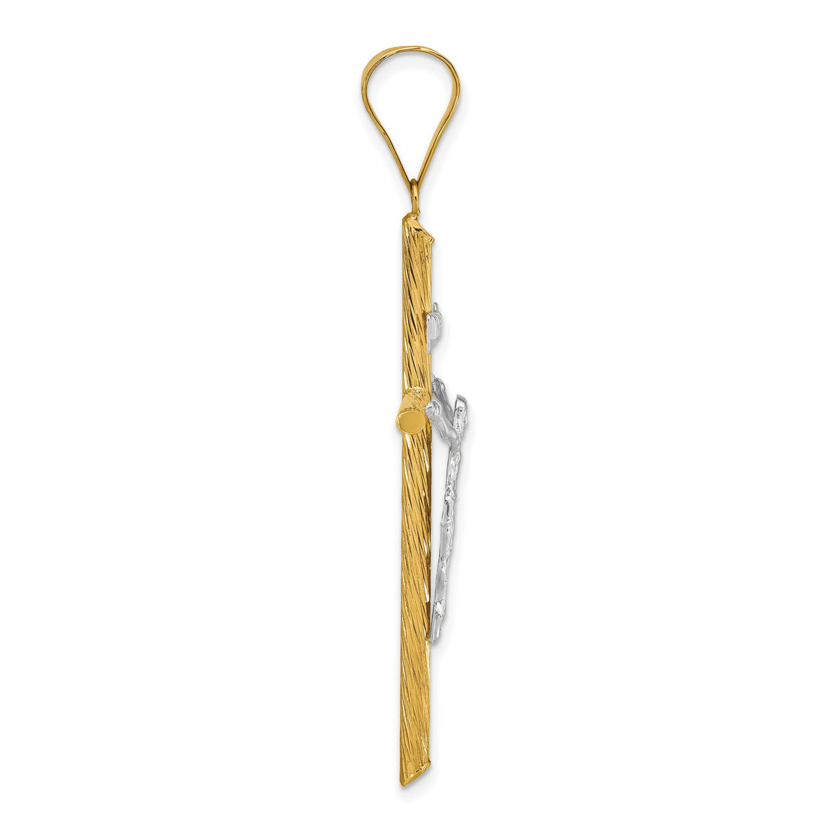 Polished Textured INRI Crucifix Cross Charm Pendant in Real 14k Multi-Tone Gold