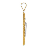 Polished Textured INRI Crucifix Cross Charm Pendant in Real 14k Multi-Tone Gold