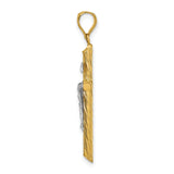 Polished Textured INRI Crucifix Cross Charm Pendant in Real 14k Multi-Tone Gold