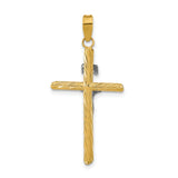 Polished Textured INRI Crucifix Cross Charm Pendant in Real 14k Multi-Tone Gold
