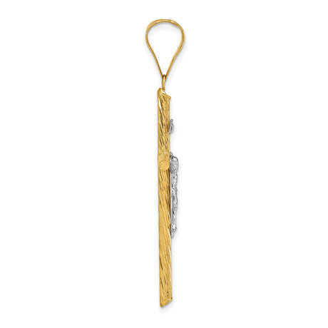 14k Multi-Tone Gold Crucifix Cross Pendant with INRI and Jesus Figure