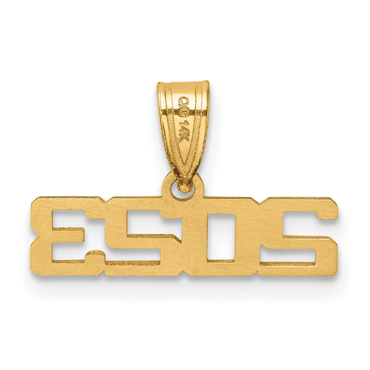 Polished 2023 Graduation Charm Pendant in Real 14k Yellow Gold