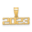 Polished 2023 Graduation Charm Pendant in Real 14k Yellow Gold