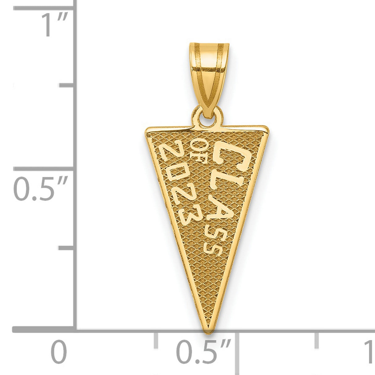 Class Of 2023 Rally Flag Graduation Charm Pendant in Real 14k Yellow Gold