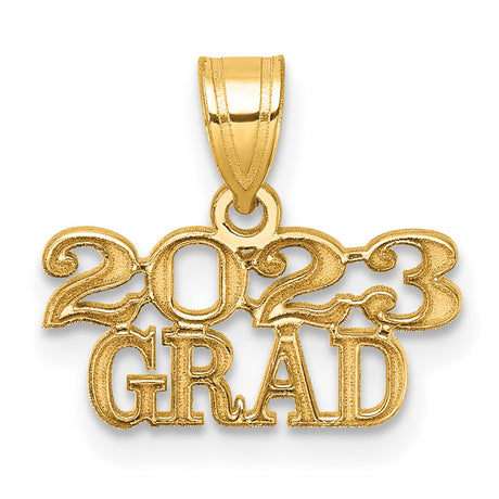 Polished 2023 GRAD Charm Pendant in Real 14k Yellow Gold