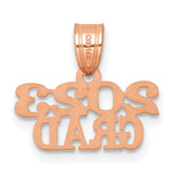 Polished Rose Gold 2023 GRAD Charm Pendant in Real 14k Rose Gold