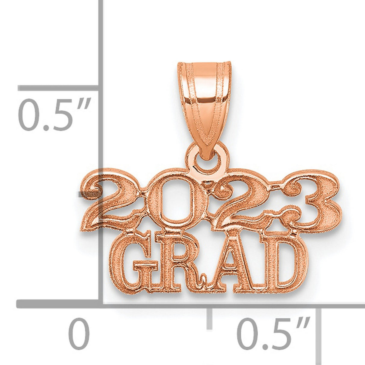 Polished Rose Gold 2023 GRAD Charm Pendant in Real 14k Rose Gold