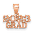 Polished Rose Gold 2023 GRAD Charm Pendant in Real 14k Rose Gold