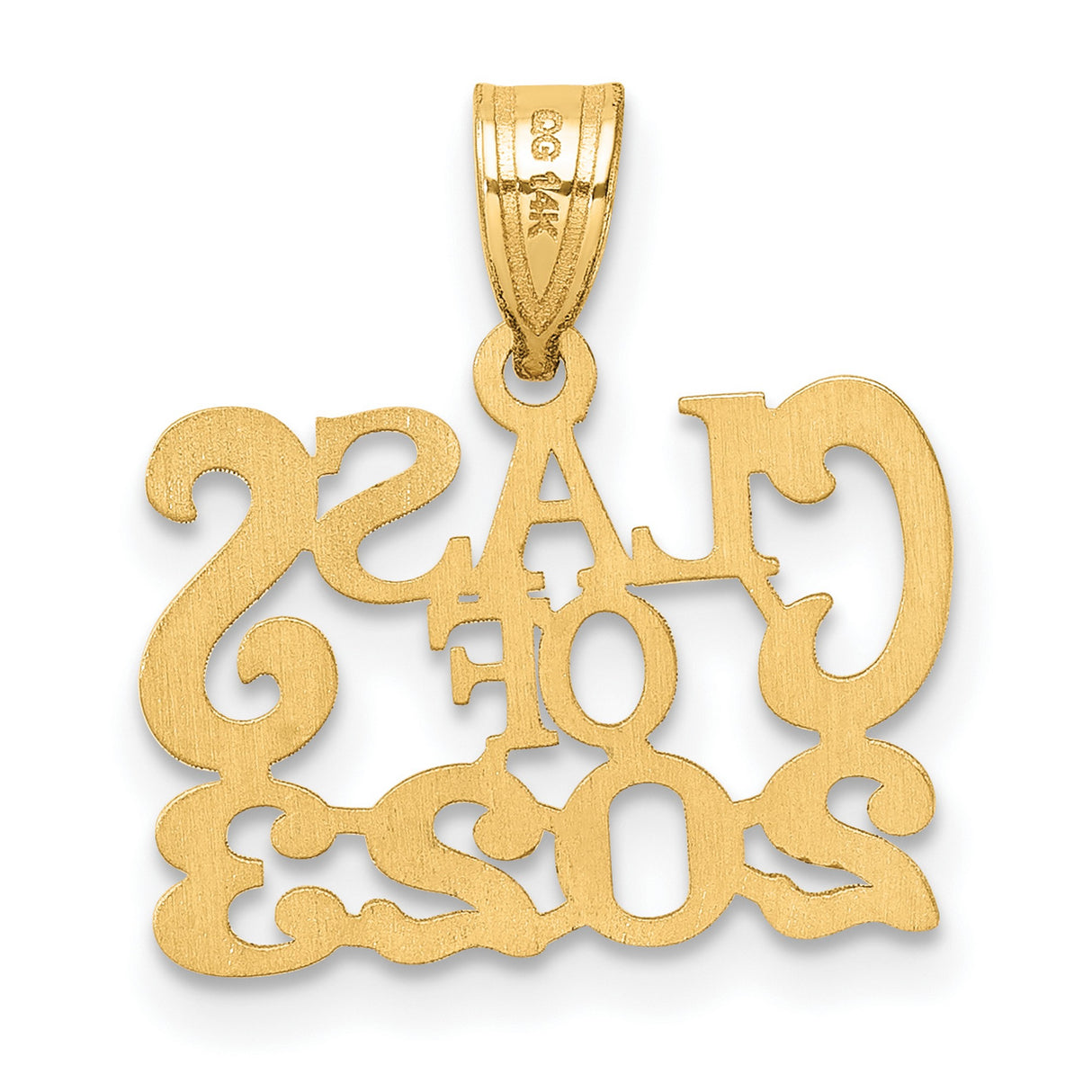Polished CLAOF 2023 Graduation Charm Pendant in Real 14k Yellow Gold
