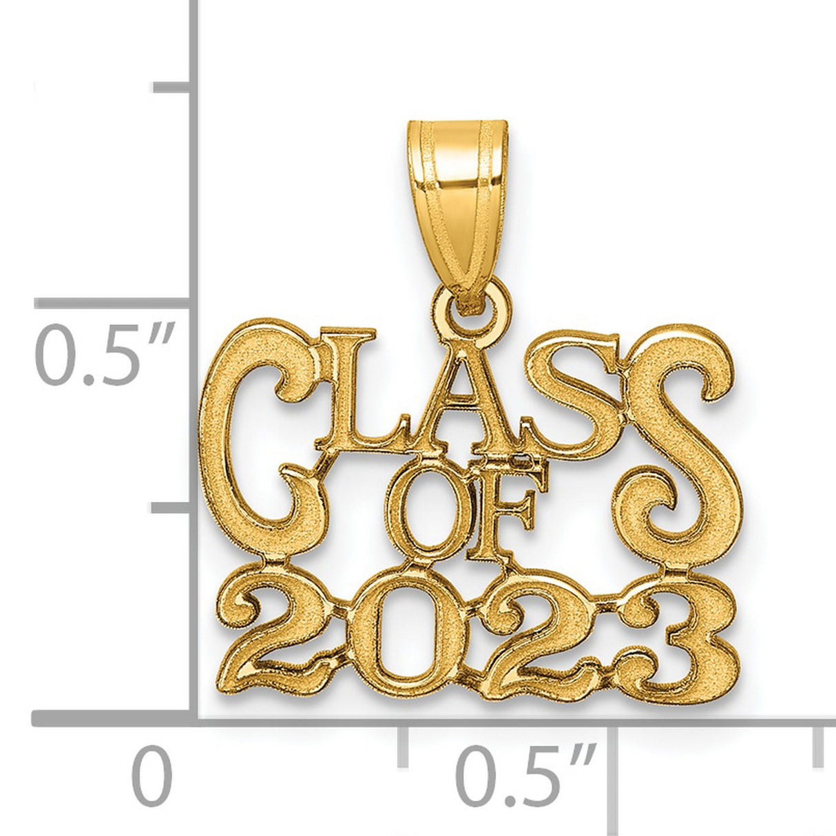 Polished CLAOF 2023 Graduation Charm Pendant in Real 14k Yellow Gold