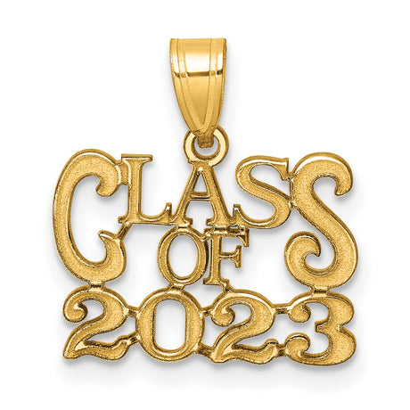 Polished CLAOF 2023 Graduation Charm Pendant in Real 14k Yellow Gold