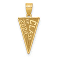 Class Of 2024 Rally Flag Graduation Charm Pendant in Real 14k Yellow Gold