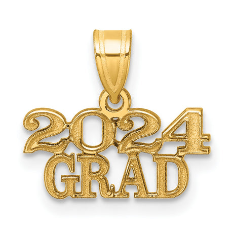 Polished 2024 GRAD Charm Pendant in Real 14k Yellow Gold