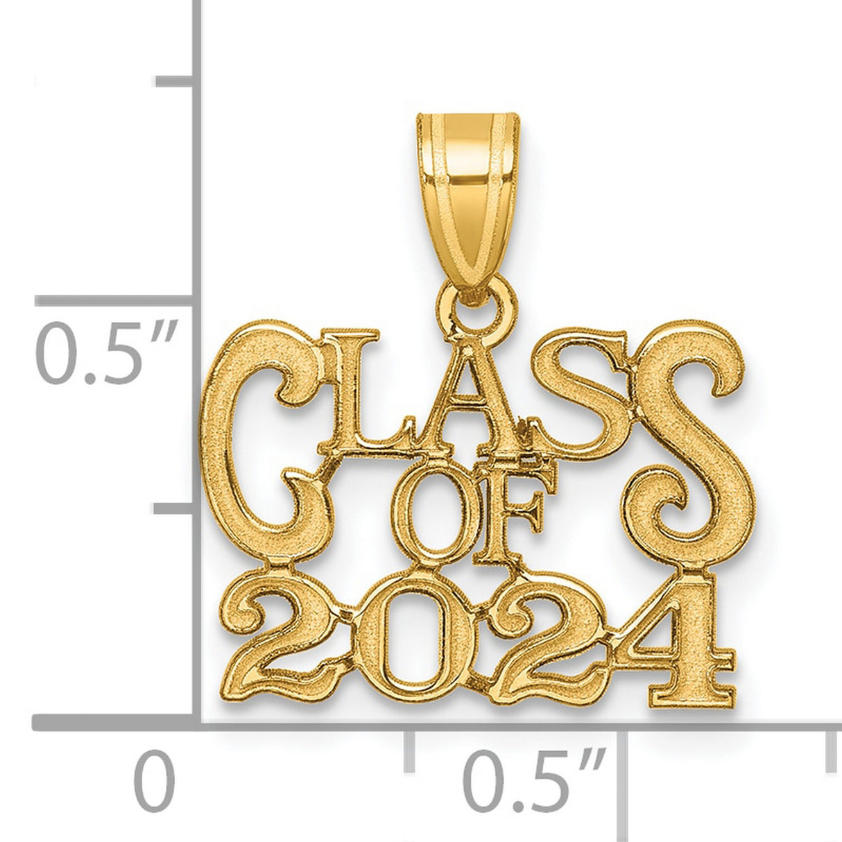 Polished CLAOF 2024 Graduation Charm Pendant in Real 14k Yellow Gold