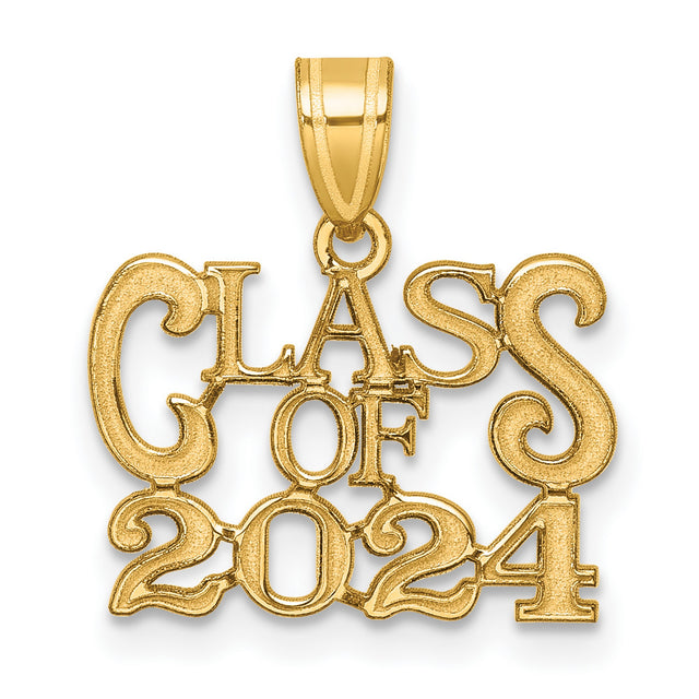 Polished CLAOF 2024 Graduation Charm Pendant in Real 14k Yellow Gold
