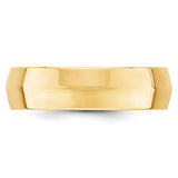 14K Yellow Gold Knife-Edge Comfort-Fit Wedding Band, Solid 6mm Ring, Classic